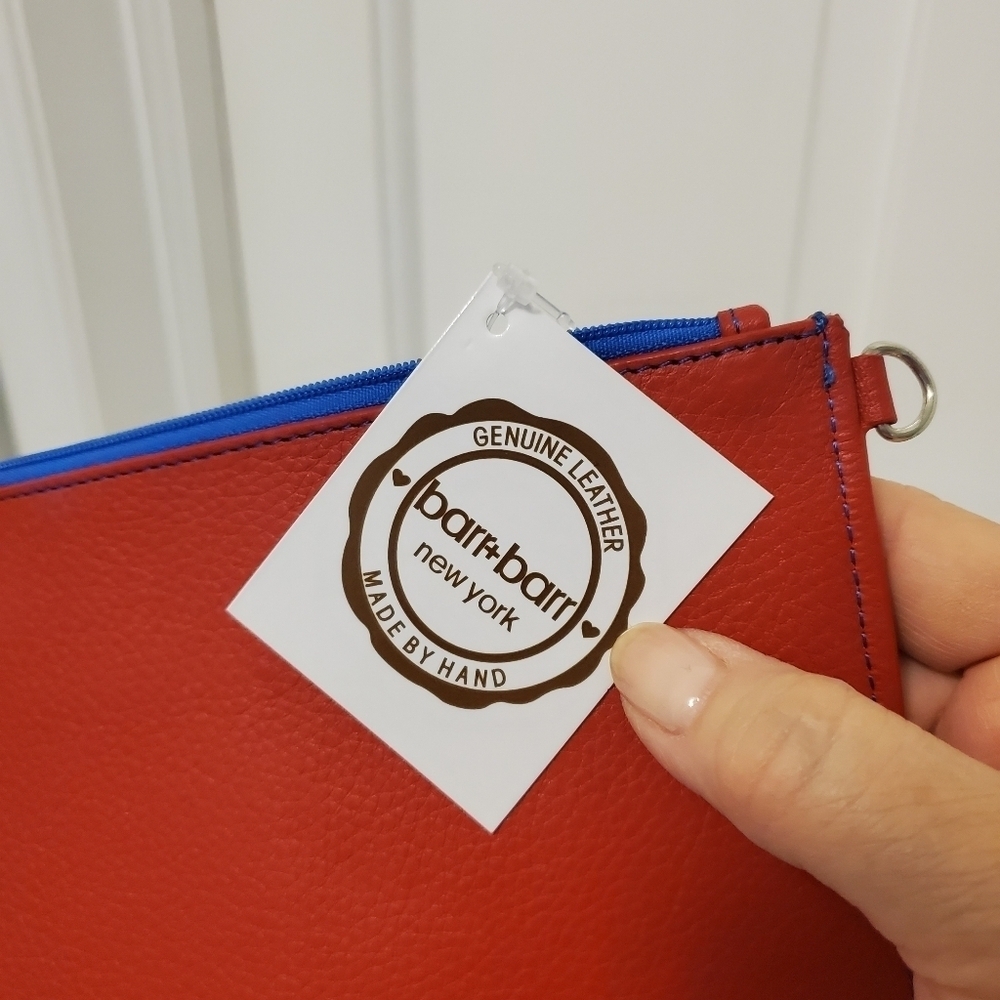 NWT Barr + Barr NEW YORK Red Leather Set Of 2 Wristlets, Zip Close, Colorful - Picture 5 of 6
